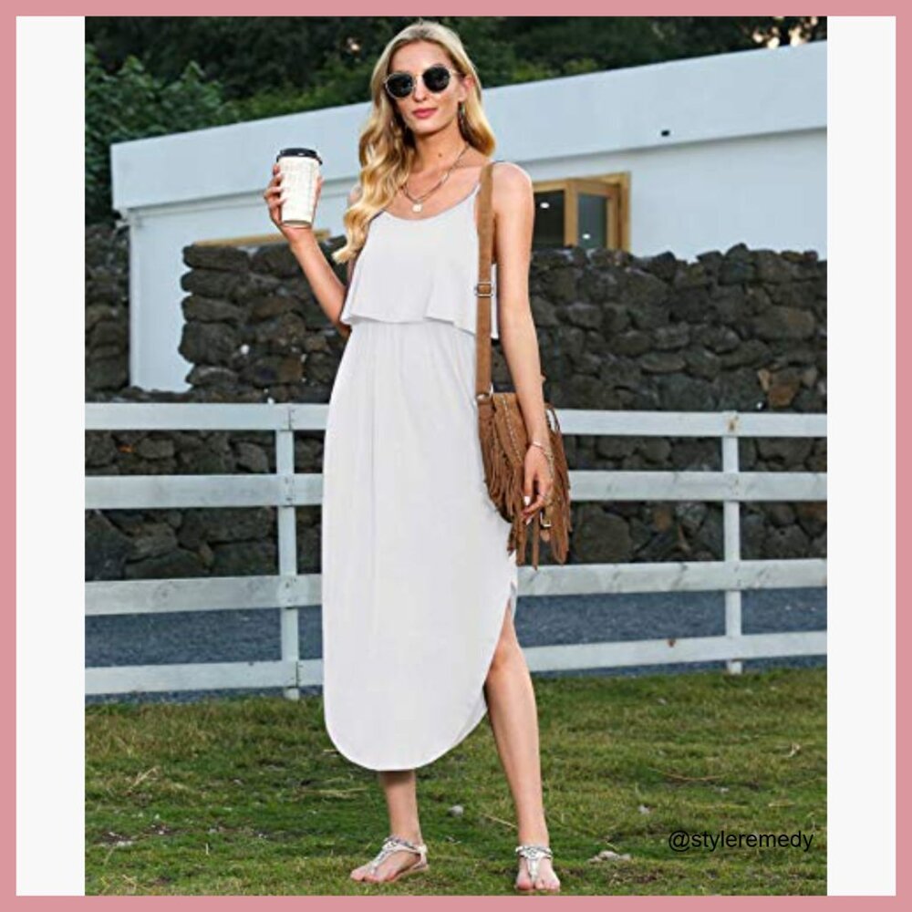 Rayon Spandex Adjustable Strappy Split Summer Cas… - image 2